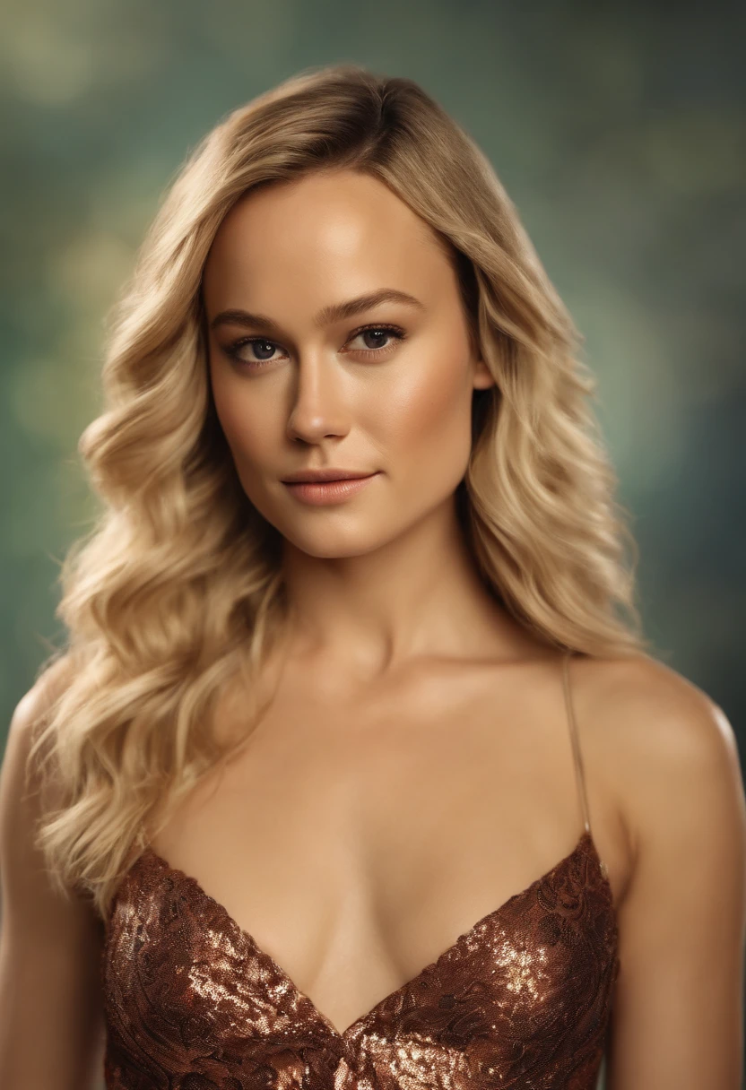 Realistic photo of Brie larson, blonde hair, nude, fully nude, smirking, looking at camera, beautiful woman