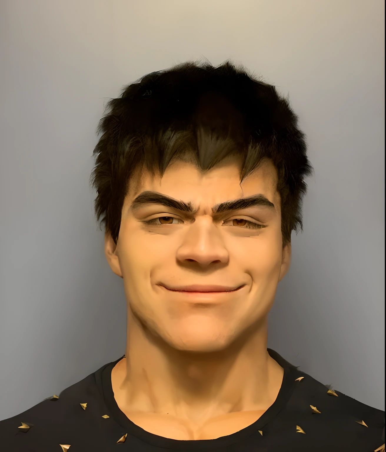 give this man big spiky hair like vegeta from the anime 'dragon ball z'