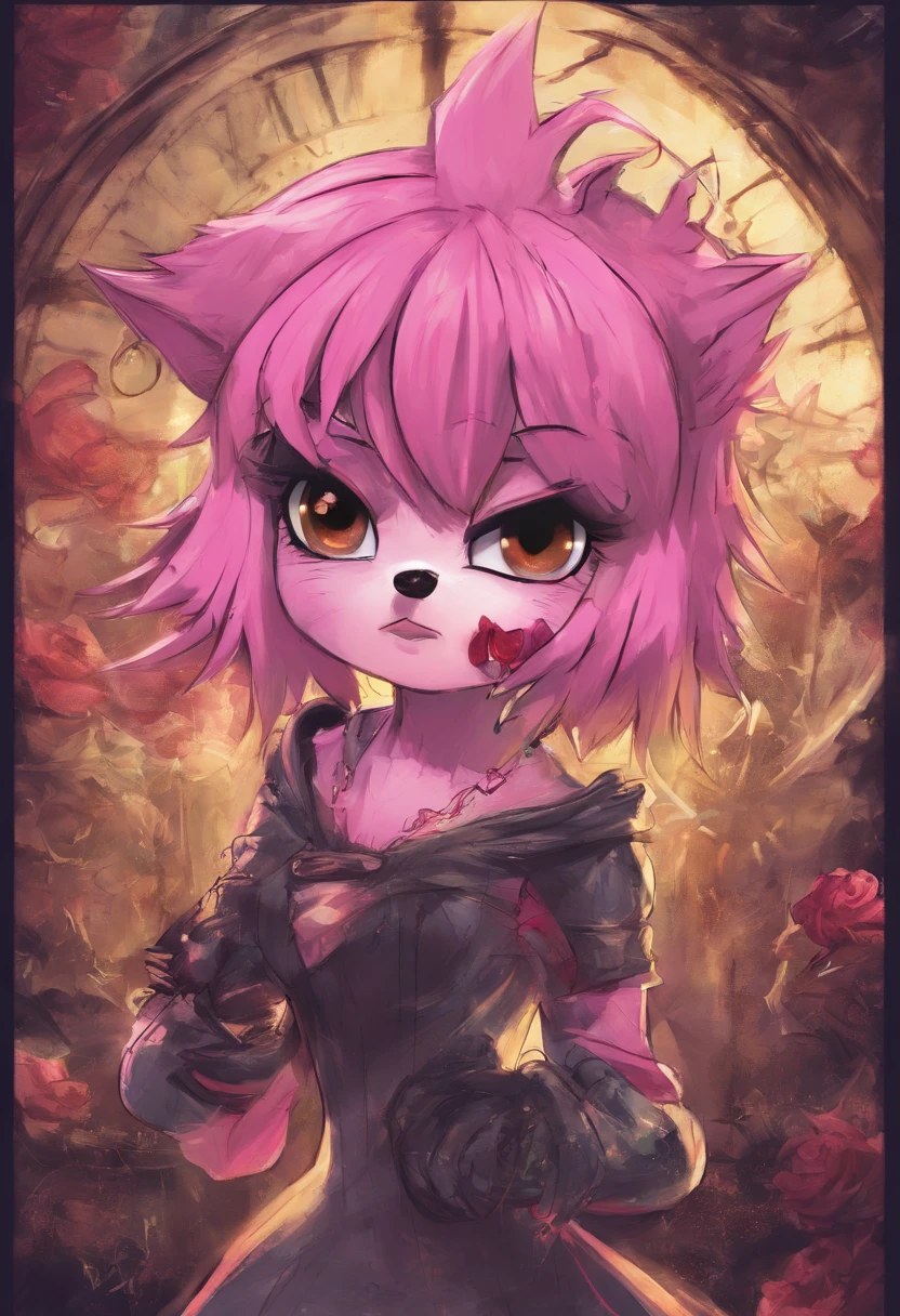 Gothic Amy rose the hedgehog looks at you madly in disgust