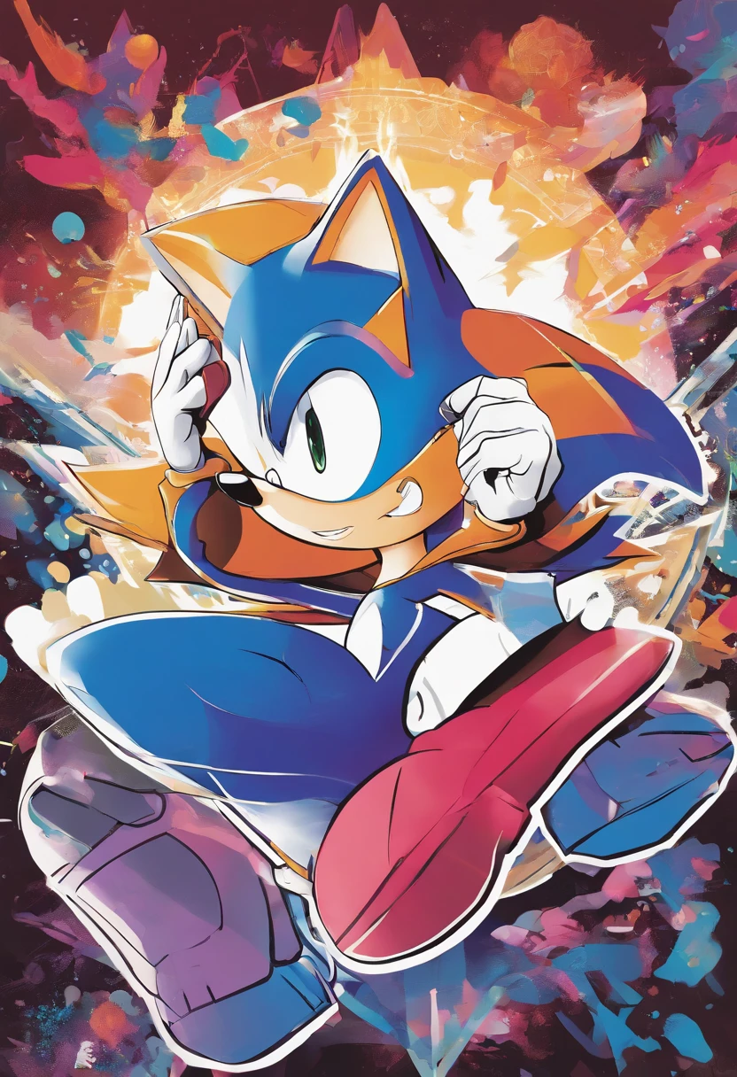 Rouge the bat from sonic the hedgehog siting down in sonic the hedgehog’s lap ,sonic smile with a chaos emerald on his hand