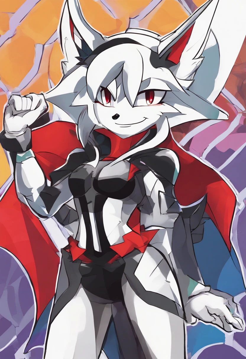 Rouge the bat from sonic the hedgehog with a gothic outfit smiling