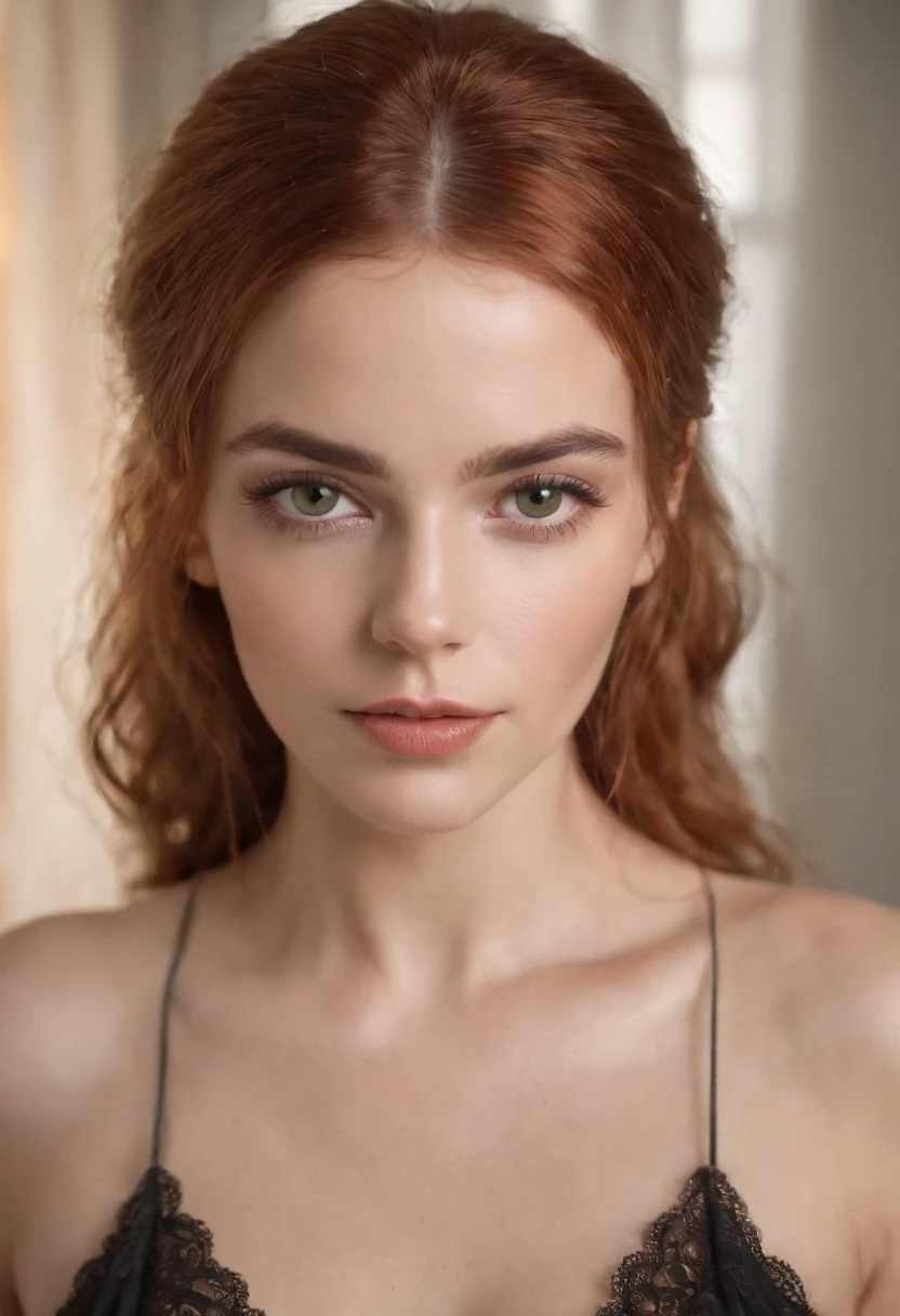 Spanish red-haired woman, ojos verdes, cuerpo entero,desnuda, En Adecuado Desnudo Visible , Kukami keeps natural hair and panties small, Chica sexy con ojos marrones, , Cabello africano y ojos grandes, Camera eyes, Violeta Myers, sin maquillaje, Maquillaje natural, staring directly into camera, cara con artgram, maquillaje fino, Magnificent complete plan, in the room, tumbada en una cama, carnoso, , muslos grandes , senos grandes