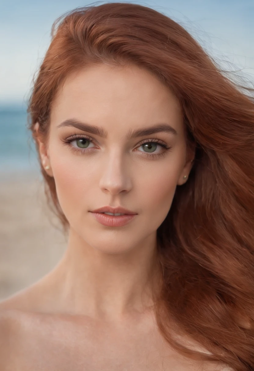 Spanish red-haired woman, ojos verdes, cuerpo entero,desnuda, En Adecuado Desnudo Visible , Kukami mantiene el cabello natural, Chica sexy , Cabello africano y ojos grandes, Camera eyes, Violeta Myers, sin maquillaje, Maquillaje natural, cara con artgram, maquillaje fino, Magnificent complete plan, in the room, tumbada en una cama, carnoso, , muslos grandes , senos grandes,arena blanca y suave, aguas cristalinas, cielo despejado, luz del sol brillante, sombras suaves, foco nítido, detalles ultrafinos, colores vivos, Estilo Retrato, Warm tonality, Soft studio lighting. (La mejor calidad, 4k, Altas Resoluciones, Ultra detallado, fotorrealista:1.2), HDR, UHD, Fine Art Photography, Escena de playa, Belleza impresionante