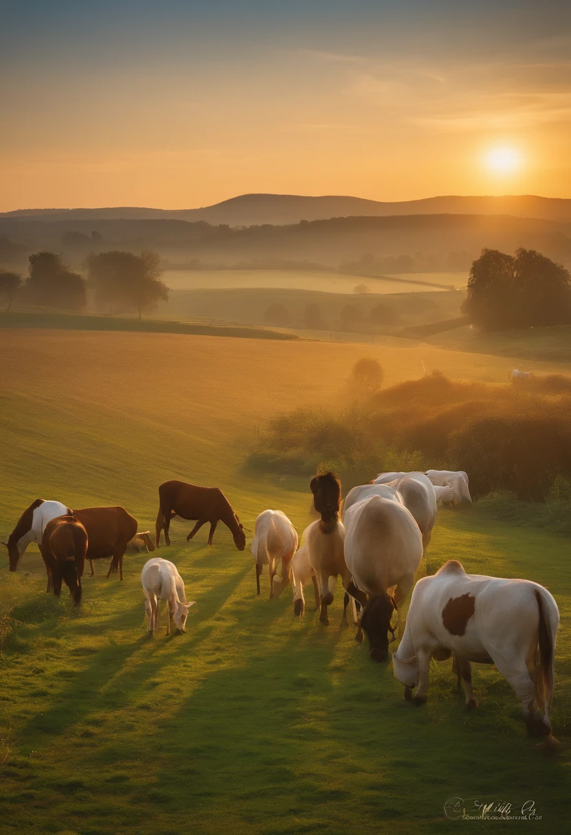 charming farm at dawn. All the animals are waking up to a beautiful sunrise, 16:9 pic Negative prompt: ((000000)), ((ffffff)), (EasyNegative:0.8), (bad-picture-chill-75v:0.8), (badhandv4:1), ((out of frame)), lowers, (((text))), error, cropped, worst quality, low quality, normal quality, jpeg artifacts, ((signature)), ((watermark)), ((username)), blurry, artist name, cgi, 3d, plain --ar 3:2