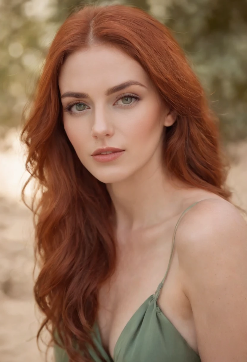 Spanish red-haired woman, ojos verdes, cuerpo entero,desnuda cuerpo entero, En Adecuado Desnudo Visible , Kukami mantiene el cabello natural, Chica sexy , Cabello africano y ojos grandes, Camera eyes, Violeta Myers, sin maquillaje, Maquillaje natural, cara con artgram, maquillaje fino, Magnificent complete plan, in the room, tumbada en una cama, carnoso, , muslos grandes , senos grandes,arena blanca y suave, aguas cristalinas, cielo despejado, luz del sol brillante, sombras suaves, foco nítido, detalles ultrafinos, colores vivos, Estilo Retrato, Warm tonality, Soft studio lighting. (La mejor calidad, 4k, Altas Resoluciones, Ultra detallado, fotorrealista:1.2), HDR, UHD, Fine Art Photography, Escena de playa, Belleza impresionante