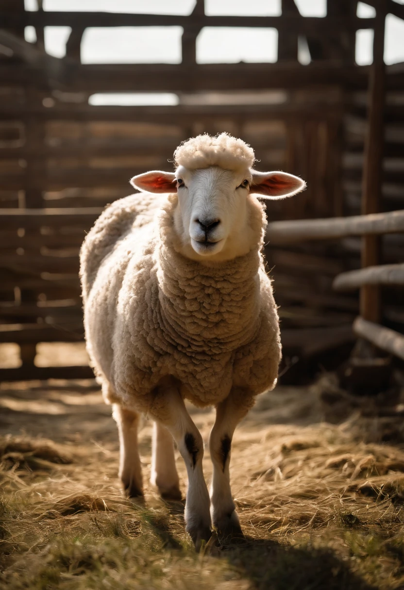 Illustrate the inside of a barn with a pregnant sheep, Wooly, about to give birth. The atmosphere is warm and welcoming., 16:9 pic Negative prompt: ((000000)), ((ffffff)), (EasyNegative:0.8), (bad-picture-chill-75v:0.8), (badhandv4:1), ((out of frame)), lowers, (((text))), error, cropped, worst quality, low quality, normal quality, jpeg artifacts, ((signature)), ((watermark)), ((username)), blurry, artist name, cgi, 3d, plain --ar 3:2