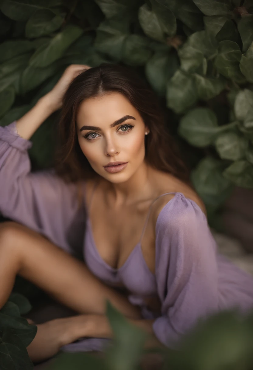 Arafed woman with matching tank top and panties, fille sexy aux yeux bruns, Portrait Sophie Mudd, cheveux bruns et grands yeux, selfie of a young woman, Yeux de chambre, Violet Myers, sans maquillage, maquillage naturel, looking straight at camera, Visage avec Artgram, Maquillage subtil, Superbe photo du corps entier, dans la chambre, clivage