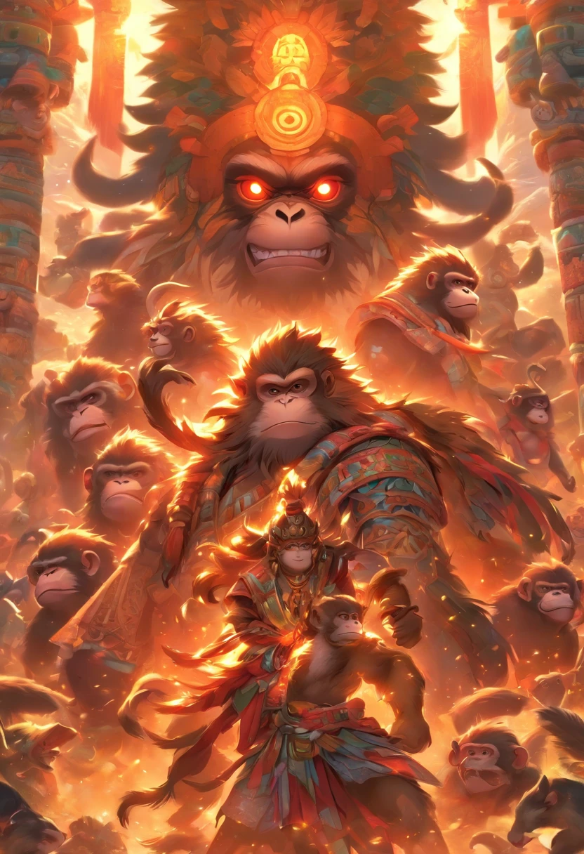(((Hun Batz))) best quality, ultra-high resolution, 4K detailed CG, masterpiece, Hun Batz, Mayan clothing, Mayan mythology, Mexico, aesthetics,((Monkey God)),beautiful image, centered on screen