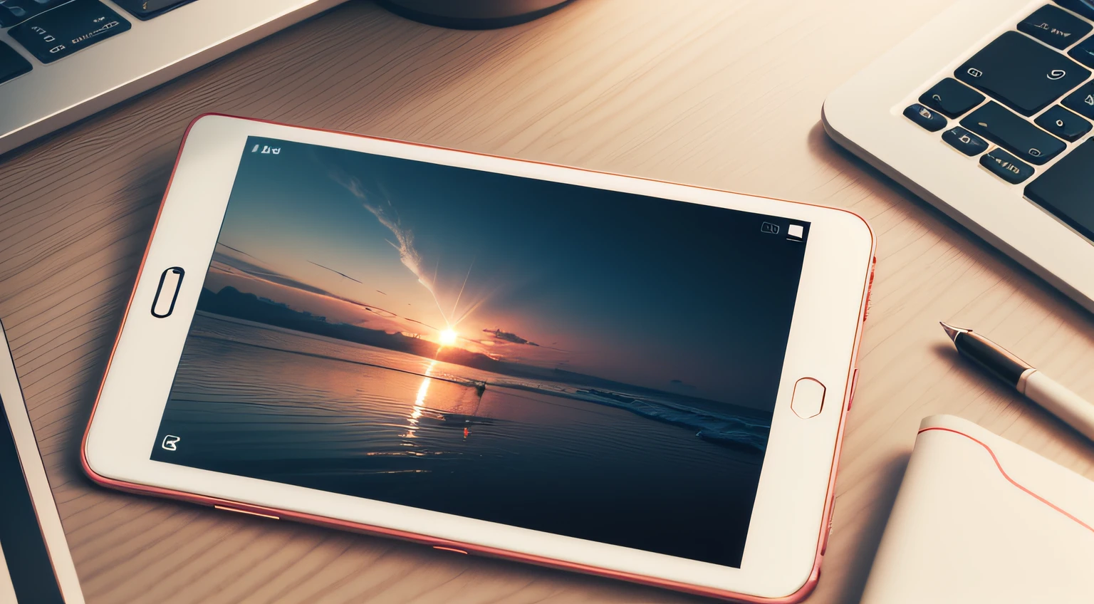 create a wallpaper picture of mobile phone laptob and technology