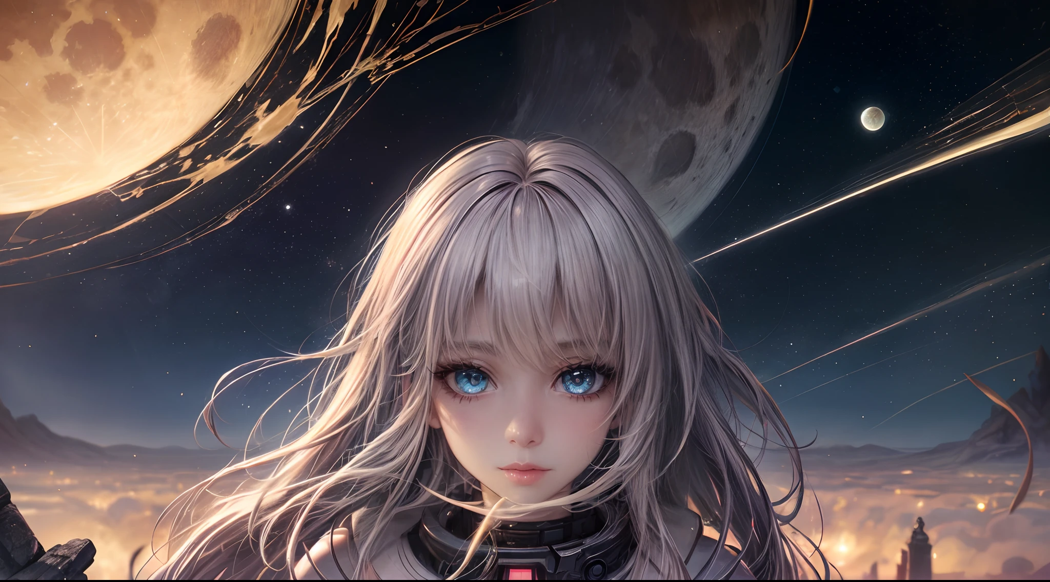 beautyful girl's face with big gogeous shiny eyes,long wyelashes