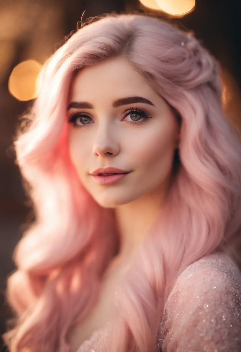 Make a girl with fully ????? with pink color