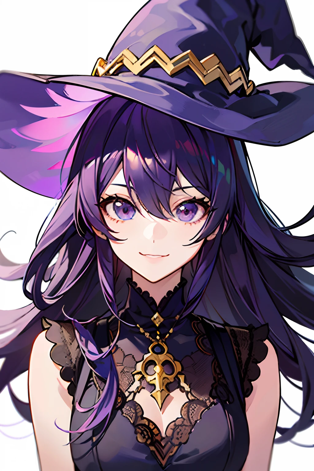 ,(master part:1.2, alta qualidade), (Pixiv:1.4),quem,:3,UUWU,
Ai Hoshino, 1girl, witch costume, witch hat,cute, purple hair, alone, Looking at Viewer, smile, long hair, hair between eyes, separated-lips, bangs, upper body