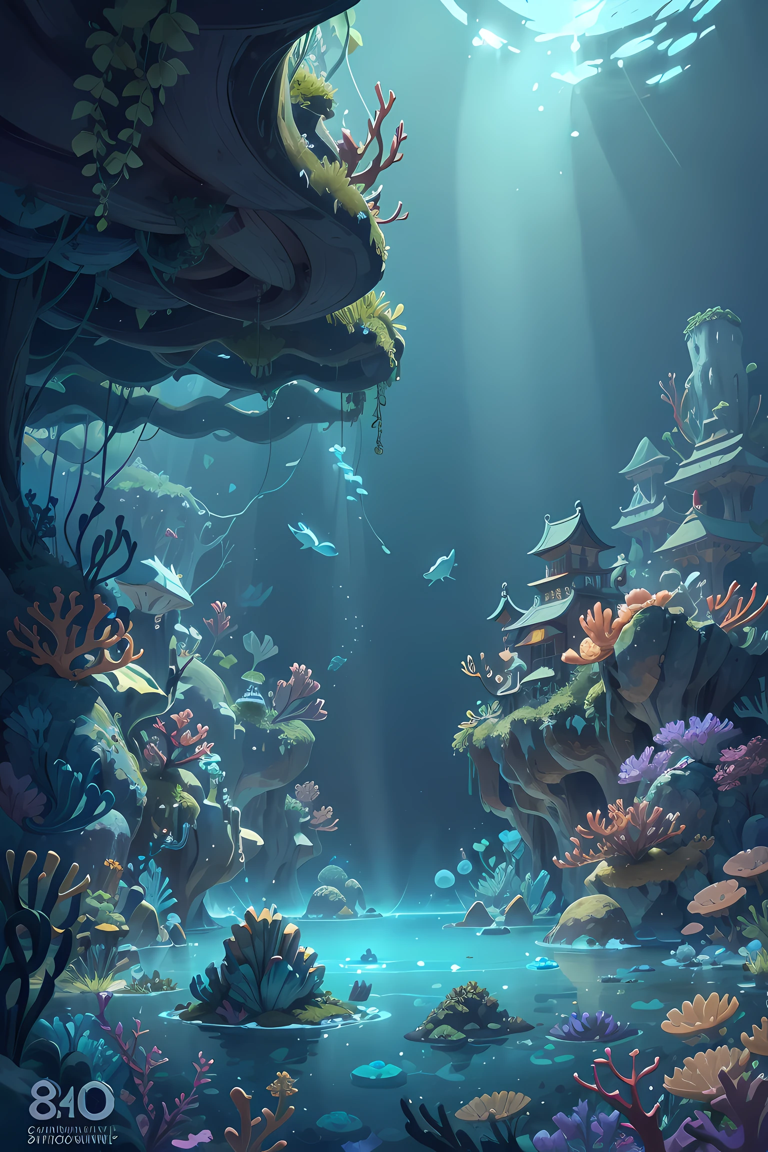 (best quality,4k,8k,highres,masterpiece:1.2),ultra-detailed,(realistic,photorealistic,photo-realistic:1.37),underwater,thriving underwater kingdom,illuminated with colorful lights,sparkling sea creatures,dancing seaweed,exotic coral reefs,luminous jellyfish,glimmering pearls,mermaids gracefully swimming,pristine turquoise water,tranquil and serene atmosphere,rays of sunlight penetrating the deep,ethereal bioluminescence,rich biodiversity,shimmering scales of fish,temples carved from coral formations,magnificent underwater architecture,extravagant palaces,hidden treasures hidden within the depths,majestic seahorses floating effortlessly,giant clams adorned with vibrant patterns,schools of tropical fish swimming in harmony,playful dolphins diving in and out of view,swirling currents creating a mesmerizing dance,natural underwater symphony of sounds,mysterious shipwrecks,secrets waiting to be discovered,calm and soothing underwater realm,peaceful haven beneath the waves,dreamlike beauty of the deep ocean depths