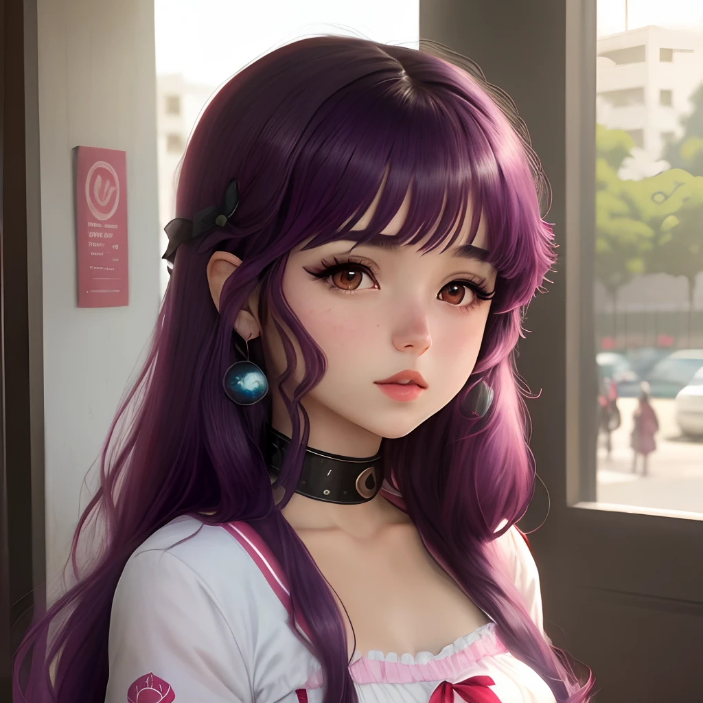 Avatar de una chica de anime con cabello morado y ojos rosas