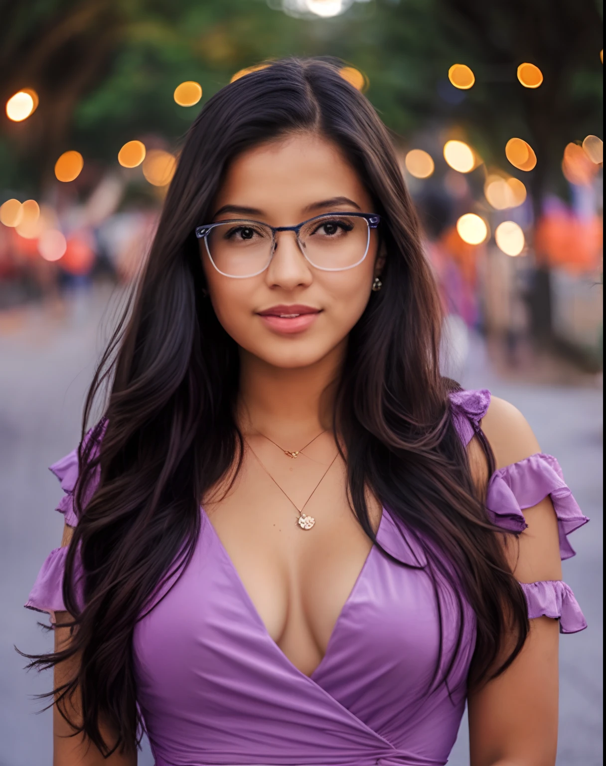 Woman in purple dress and glasses is pointing at something, pointing at camera, girl with glasses, com o dedo indicador, menina atraente, Mulher nova do alerta, Violeta Myers, girl wearing round glasses, menina jovem e bonito, seductiveexpression, Parece inteligente, foto da mulher jovem, mulher bonito, mulher jovem bonito, menina jovem bonito, Brandon Woelfel