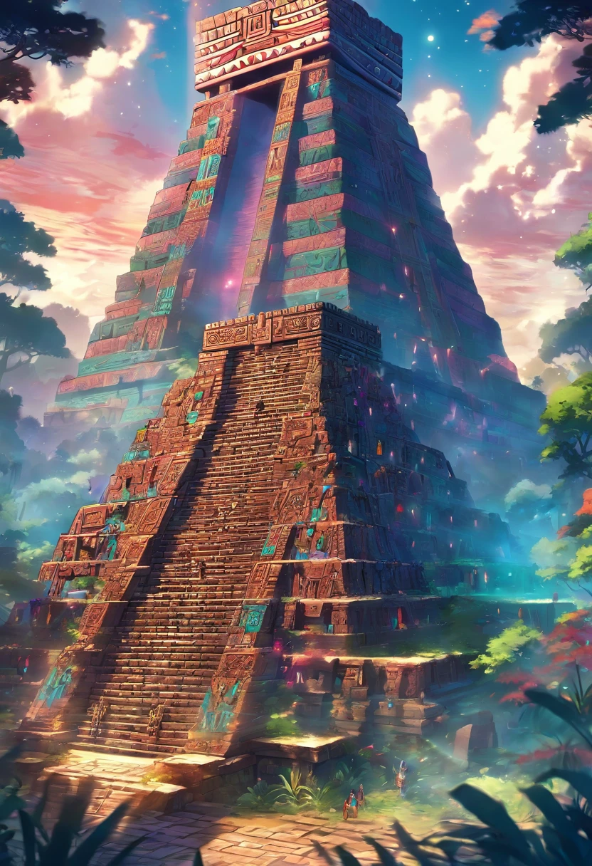 (((Aztec city))) best quality, ultra-high resolution, 4K detailed CG, masterpiece, city, forest, moon in the background, Aztec mythology, Mexica, aesthetics, ((distant view)), beautiful image, centered on screen