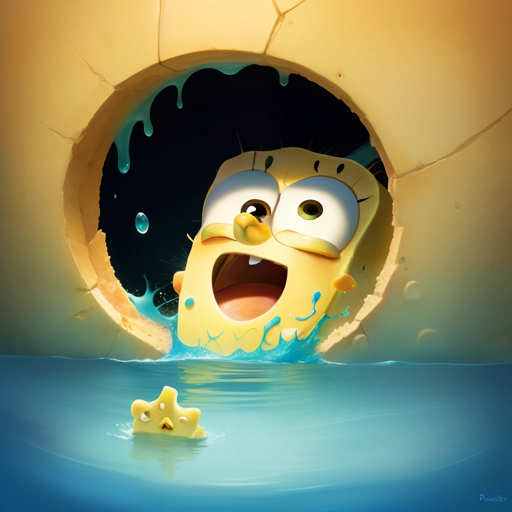 SpongeBob puking out of all his holes