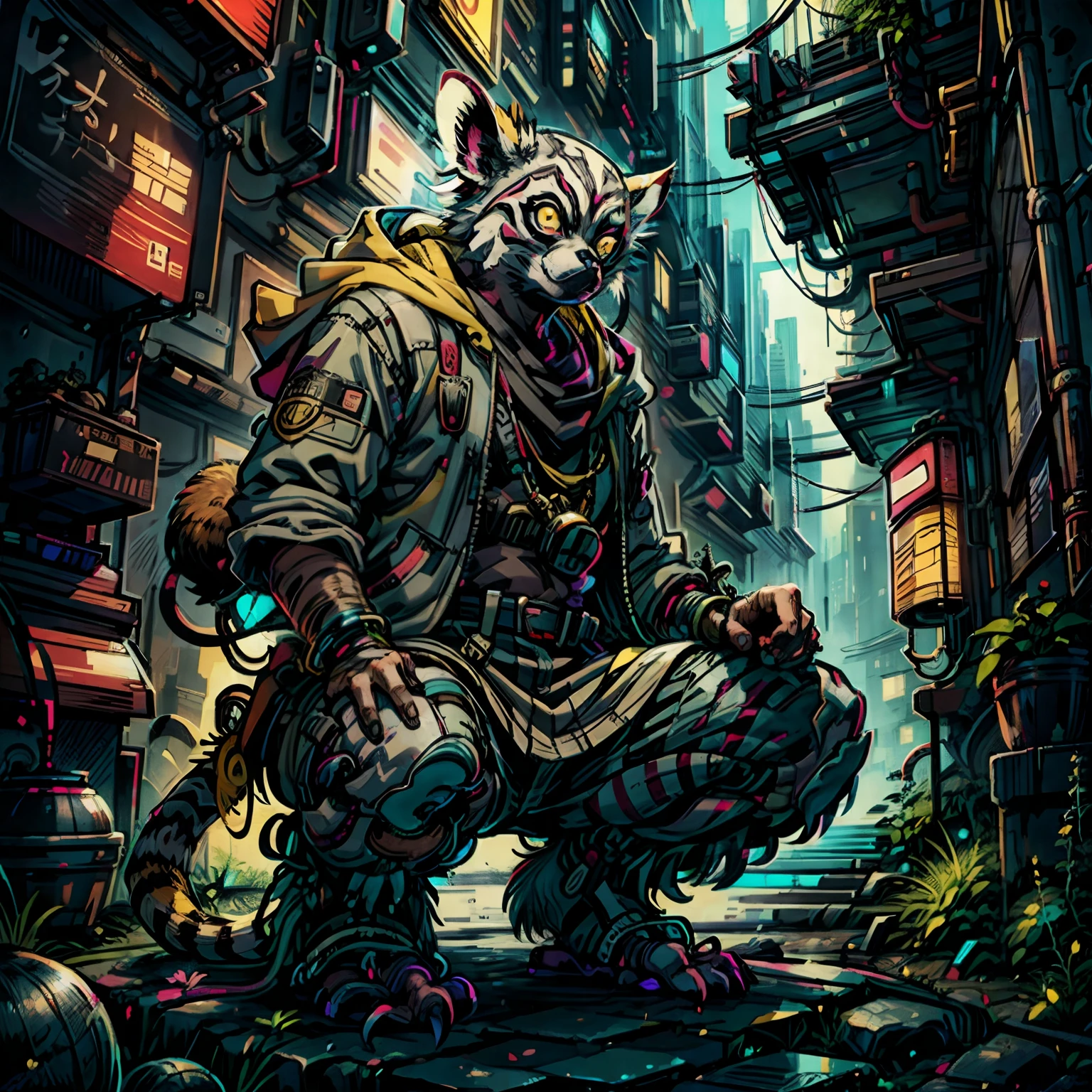 comics LEMUr shaman, by Katsuya Terada, HD, manga, toon avatar,shaman LEMUR, Katsuya Terada STYLE, POKEMON STYLE, LEMUR, YELLOW EYE, shamann, SNAKE skin ARMOR, SCALEs,LEMUR, YELLOW EYES, muppet, simple, stialized, chubby, , manga, contrast, full body dynamic poce, gear, goggles, hood, by Katsuya Terada, clean, compact, simple