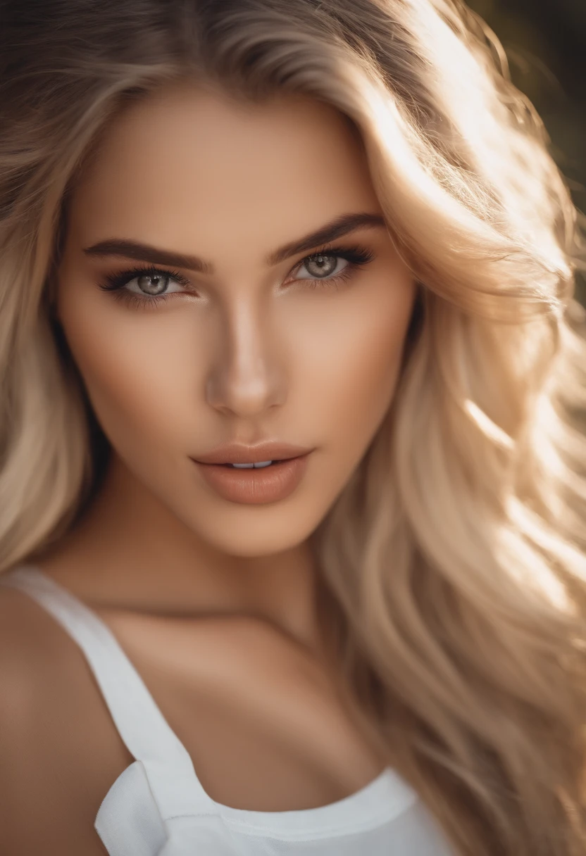 pretty girl, 20 years old, long hair, blond hair, white skin, full lips, brown eyes, medium boobs, big ass, fit shape, 4K, high resolution, attractive figure, top model, fit shape,