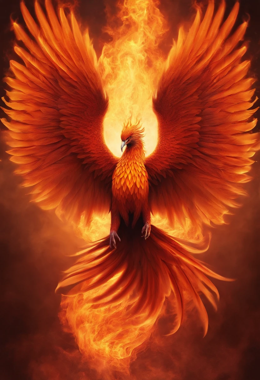 symmetrical phoenix on fire