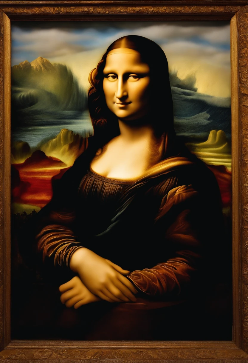 optical illusion in which giant waves and clouds form the picture of the Mona Lisa