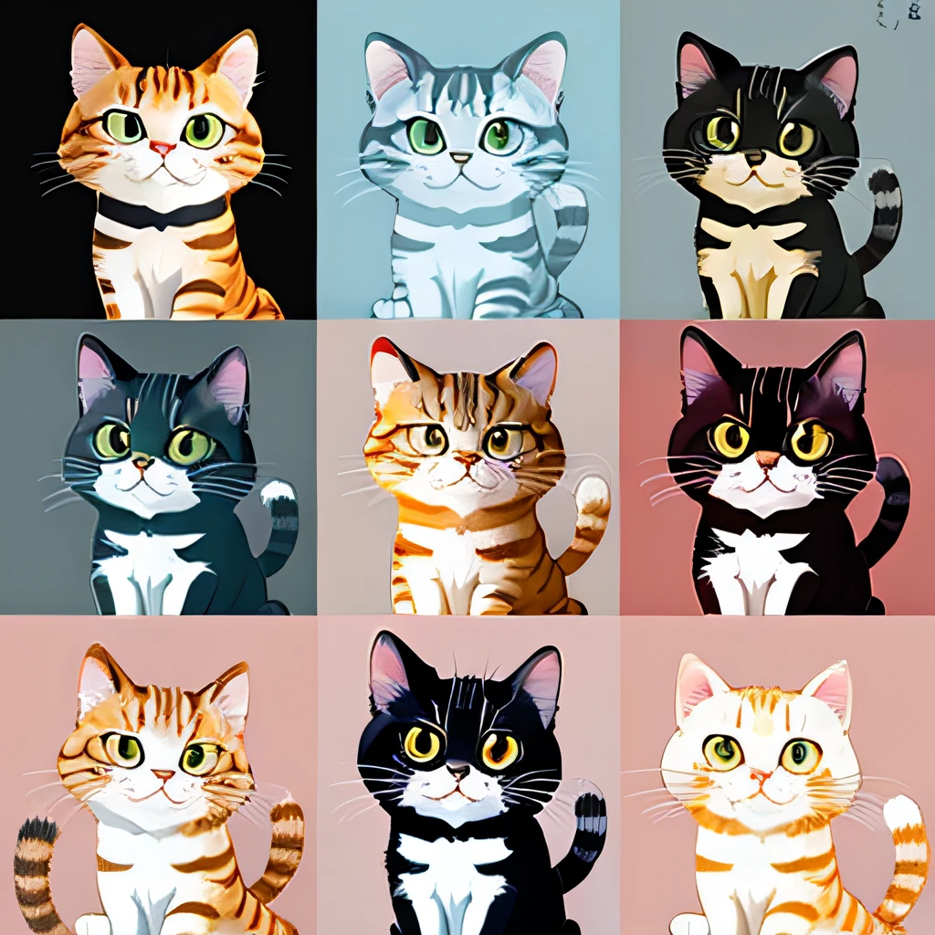 Cute cat image、Defaulted、Animated style、ghibuli style、pixer style、Cat-like々Facial expressions