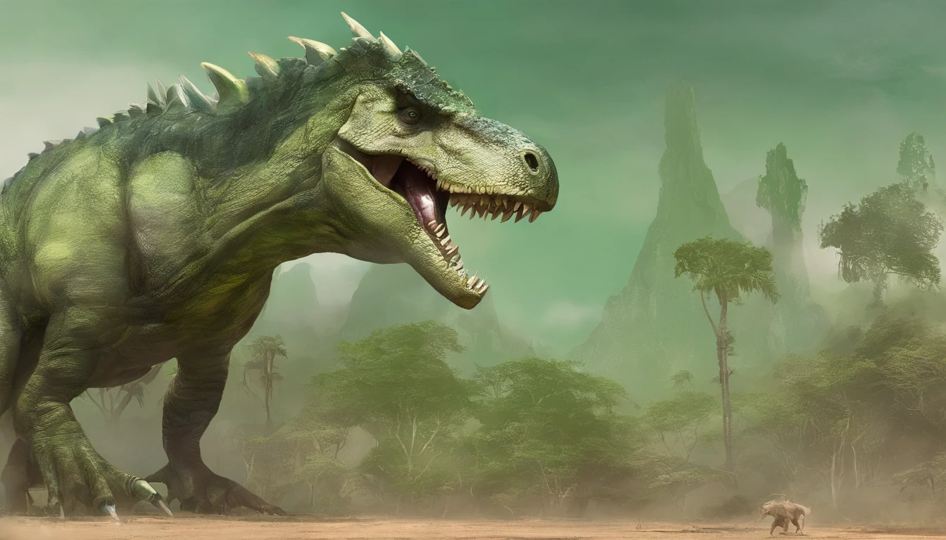 Tiranossauro rex, corpo inteiro, fundo verde chroma key