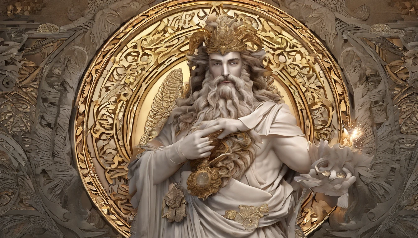 full portrait of zeus wear Greek clothes and hold thunder bolt in his hand, white hair and long beard, highly detailed, ultra detail, studio shoot, cinematic angle, 85mm prime lens, macro lens, iso 100, f/4, canon eos, canon 5d, --quality 100, --s 5000, --stylise 1250, real human skin, vibrant details, hyperrealistic, octane render, 8k, best quality, masterpiece, an extremely delicate and beautiful, extremely detailed ,CG ,unity ,wallpaper, Amazing, finely detail, masterpiece, best quality, official art, extremely detailed CG unity, 8k wallpaper