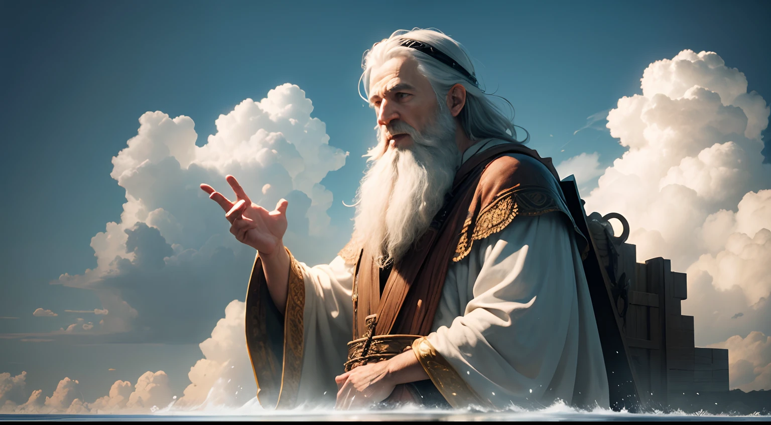create a realistic picture of God speaking to Noah