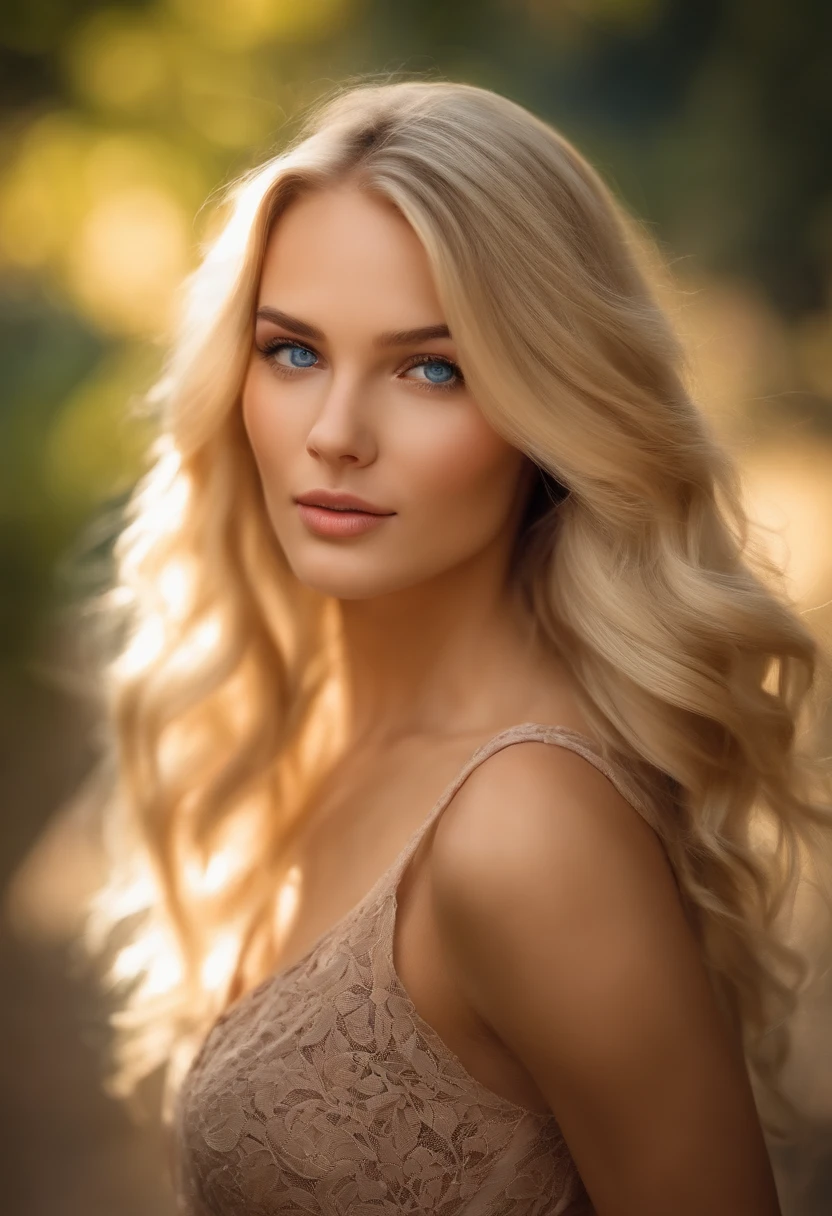 blond woman with long wavy hair and blue eyes posing for a picture, beautiful blonde girl, a girl with blonde hair, stunning, beautiful young woman, beautiful girl portrait, beautiful young girl, ultra realistic