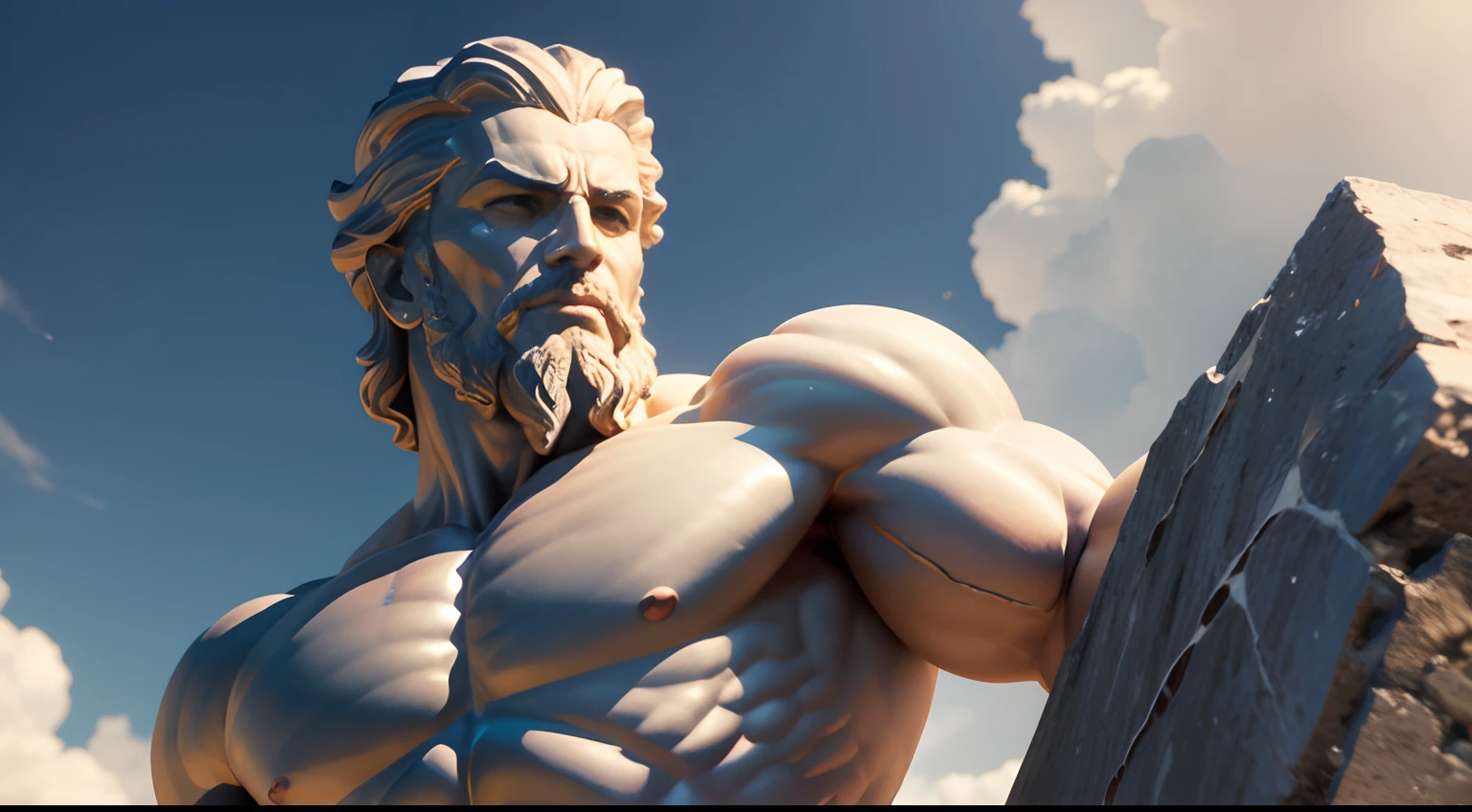 Muscular 8k ultra realistic, very high resolution, very high quality stoicism create a greek statue of epicletetus