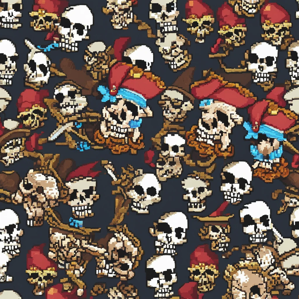 Create an image of pirate skulls for an NFT collection called Pirate Skulls