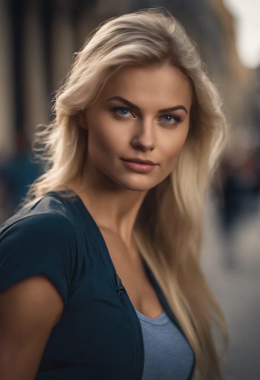 A close up of a woman with long blonde hair wearing a tank top, beautiful blonde girl, Beautiful model girl, Anna Nikolanova aka Newmilky, Beautiful young model, cute young girl, Beautiful girl model, beautiful young girl, attractive girl, 2 24 -year-old female model, Very beautiful young woman, BLONDE girl, A beautiful blonde, Instagram model, Perfect face) on the street