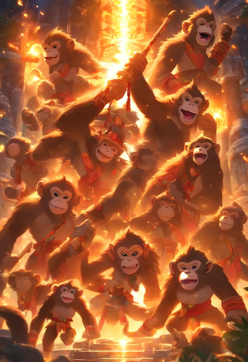 (((HUN BATZ))) best quality, ultra-high resolution, 4K detailed CG, masterpiece, monkeys, Mayan God, Mayan clothing, Mayan mythology, Mexico, night, midnight, aesthetics, ((Monkey God) ), beautiful image, centered on the screen