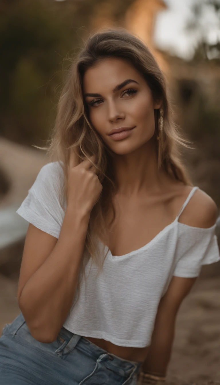 Arafed woman with matching tank top and panties, longs cheveux blonds, fille sexy aux yeux bleus, Portrait Sophie Mudd, cheveux blonds et grands yeux, selfie of a young woman, Yeux de chambre, Violet Myers, sans maquillage, maquillage naturel, looking straight at camera, Maquillage subtil, Superbe photo du corps entier, dans la chambre, clivage, gros seins, Portrait Maddy Burciaga, Realstic