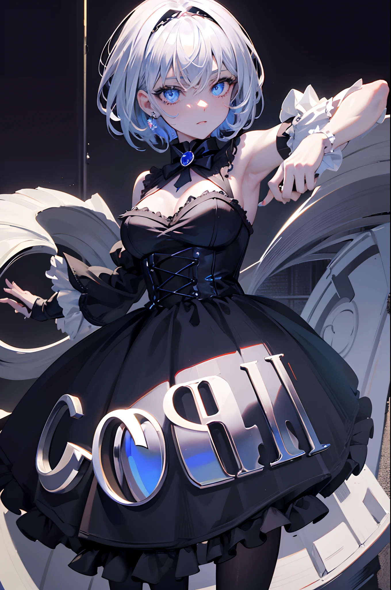 silber hair blue eyess Short hair s girl doress borgar Halloween pumpkins Black cat masterpiece Top image quality Clear cinematic shadow Increased attractiveness of the eyes Clear the shine of the eyes Draw eyelashes neatly Perfect Eye A detailed eye Sharpen image quality Sharpen eye writing Clear eye shape