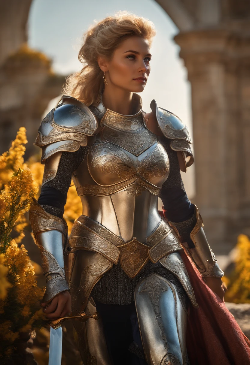 (8K, best quality:1.2), (masterpiece:1.37), (photo, photorealistic:1.37), (ultrahigh-res), half body, walking pose, shot from front, slow motion, female paladin wearing the full body, (light silver armour:1.2),(ornately decorated armor), (insanely detailed, bloom:1.5), (highest quality, Alessandro Casagrande, Greg Rutkowski, Sally Mann, concept art, 4k), (analog:1.2), (high sharpness), (detailed pupils:1.1), detailed face and eyes, Masterpiece, best quality, (highly detailed photo:1.1), (long blonde Hair, ponytail,ecstatic:1.1), (young woman:1.1), sharp, (perfect body:1.1), realistic, real shadow, 3d, (temple background:1.2), arms crossed over the chest
photographed by Canan EOS R6, 135mm, 1/1250s, f/2.8, ISO 400