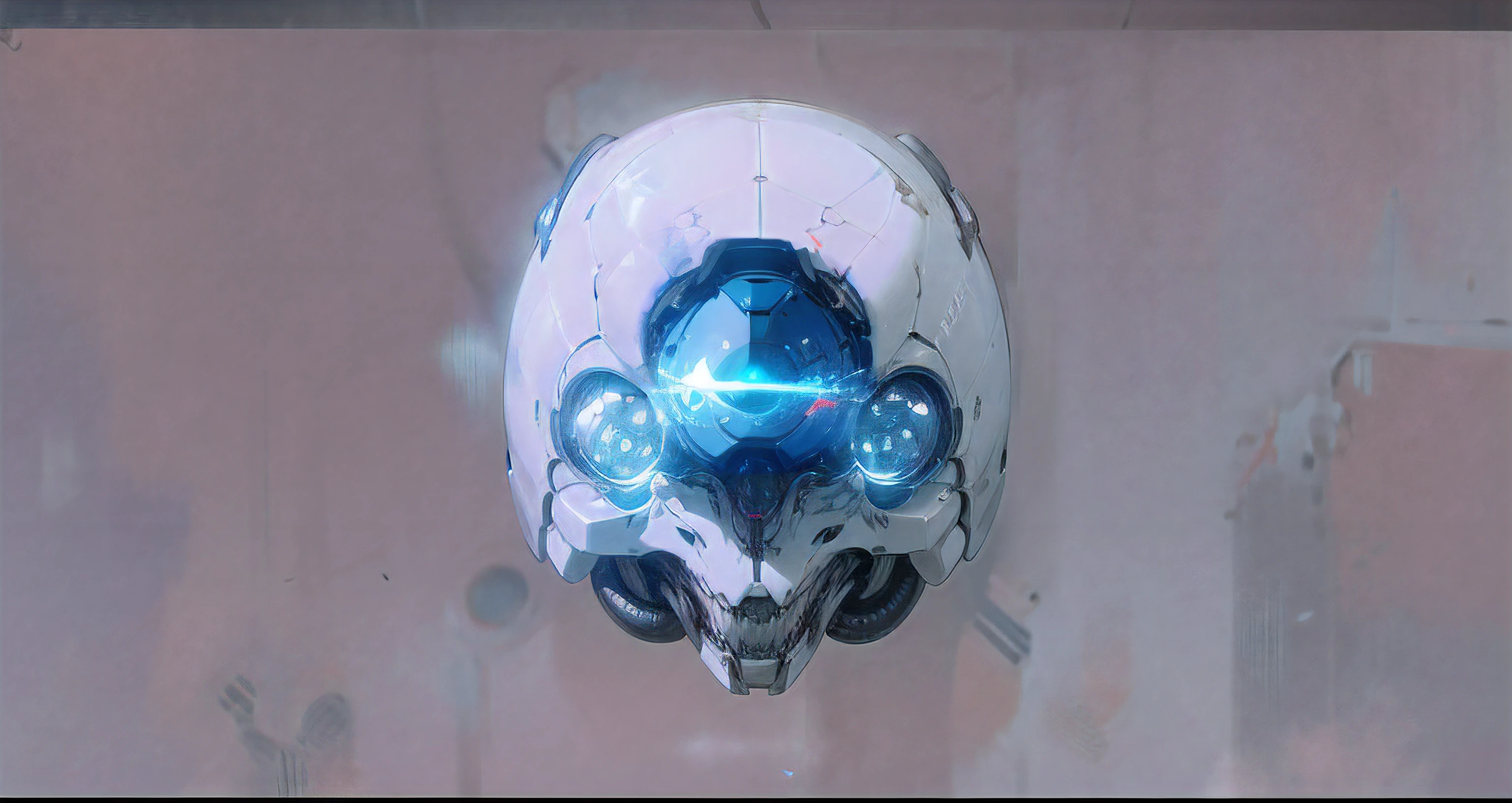 symmetrical eye of a cyborg, blue, highly reflective