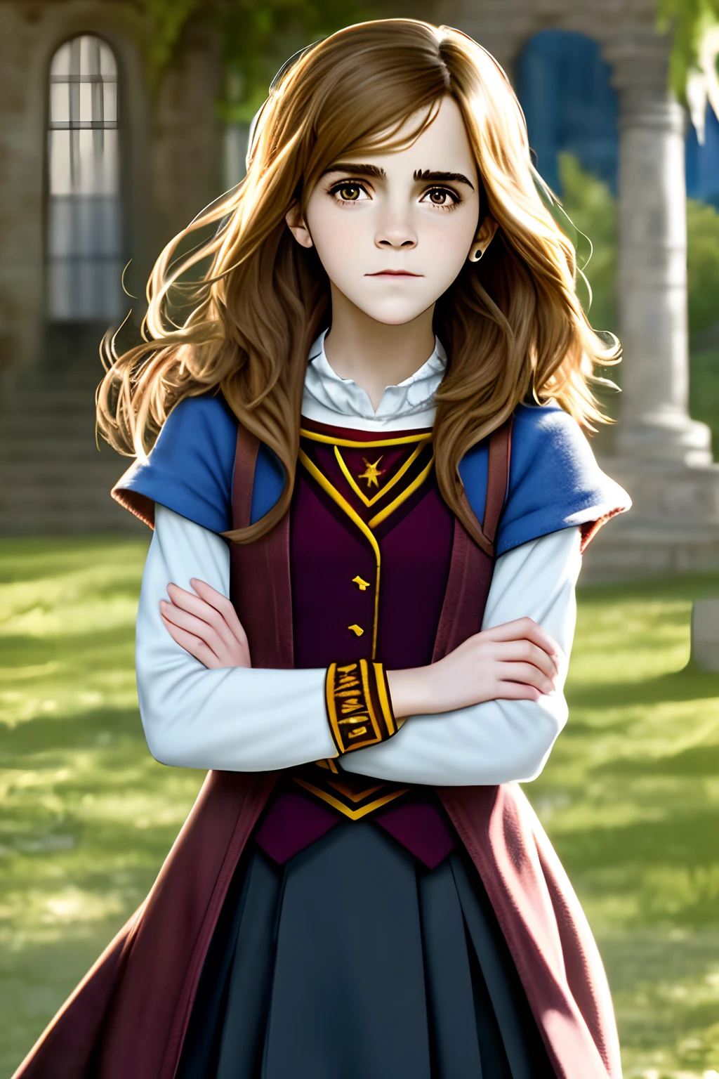Hermione granger (Emma Watson) looking at a Hispanic girl with love in her eyes