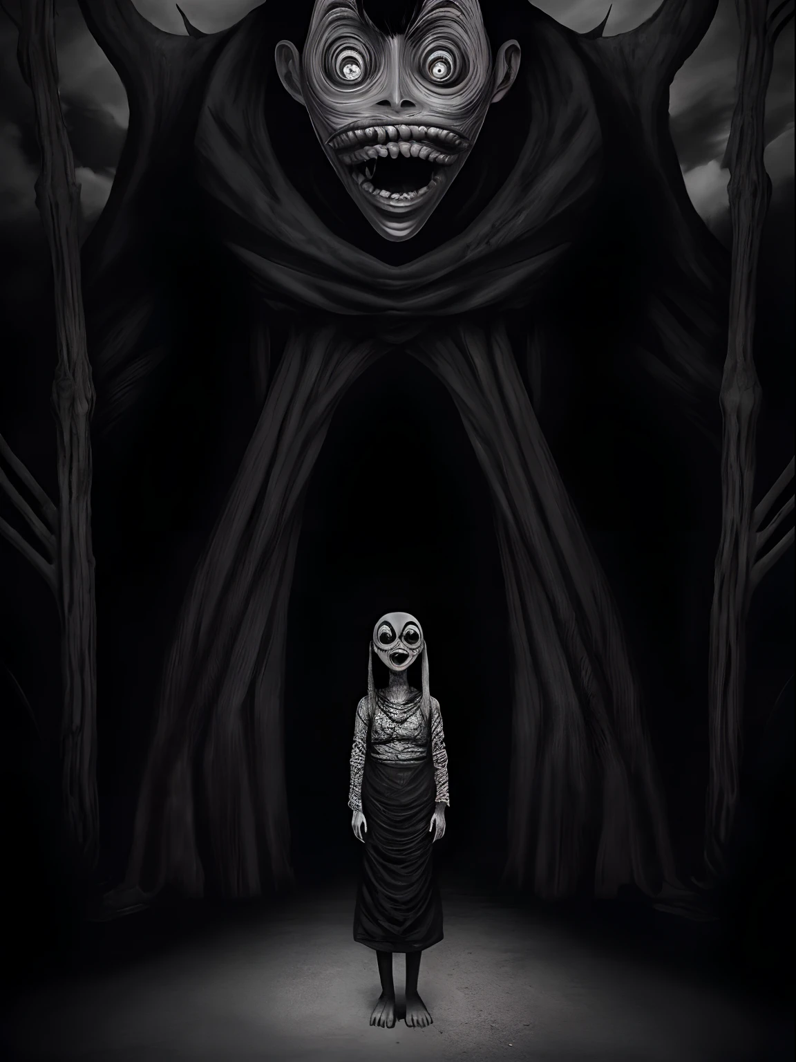 by Zackary911, kenket, kilinah, Zackary911, (((scp-1471, woman, breasts, antrum, extremely detailed, extremely detailed legs, extremely detailed arms, extremely detailed face, perfectly detailed eyes, perfectly detailed anatomy))): 1.2, solo, perspective, curved thighs, huge thighs, curvature, embarrassed smile, (tail), totally blushed, nervous, looking at the viewer, bedroom, night, electrical blackout, blackout, standing on a corner of the room