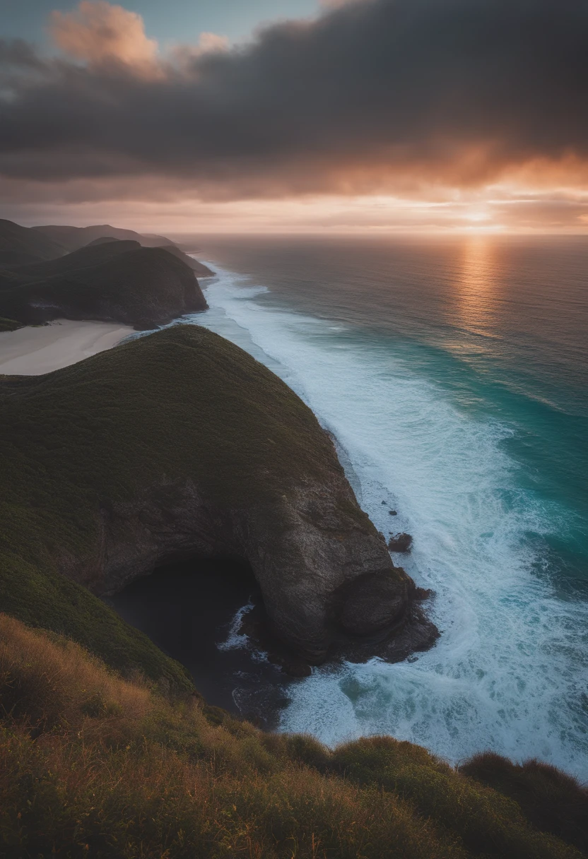 crie uma paisagem de praia, super realista em 4k