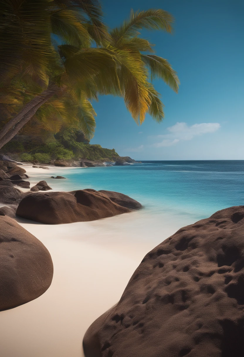 crie uma paisagem de praia, super realista em 4k