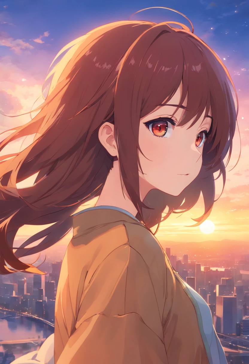 Una chica anime, cabello rubio y ojos rojos