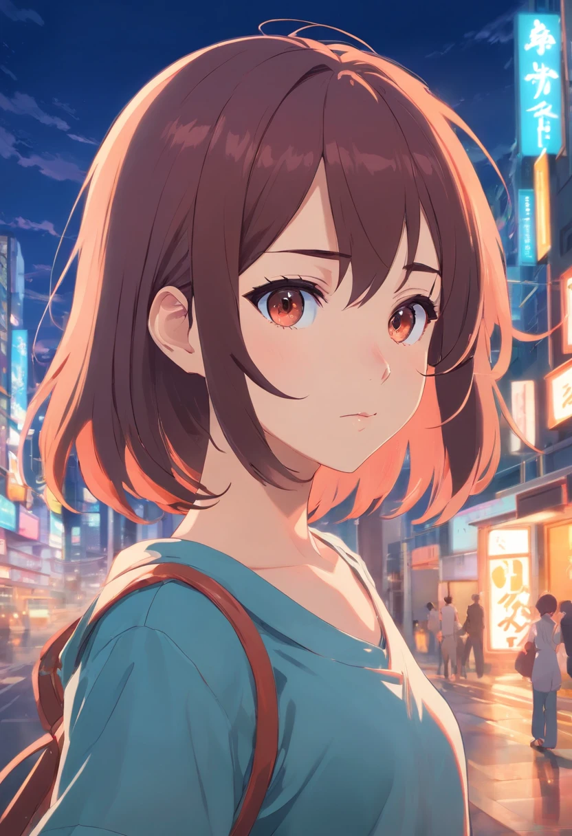 Una chica anime, cabello rubio y ojos rojos