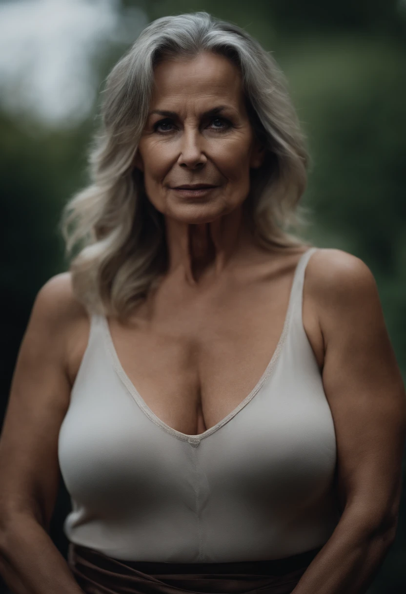 portrait of 55 years old women, with huge tits, erotic, topless