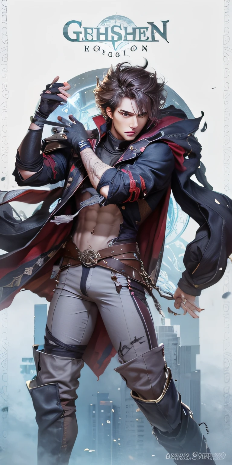 guy, messy hair, hand wrap bandage, dark colour clothes, thigh high boots