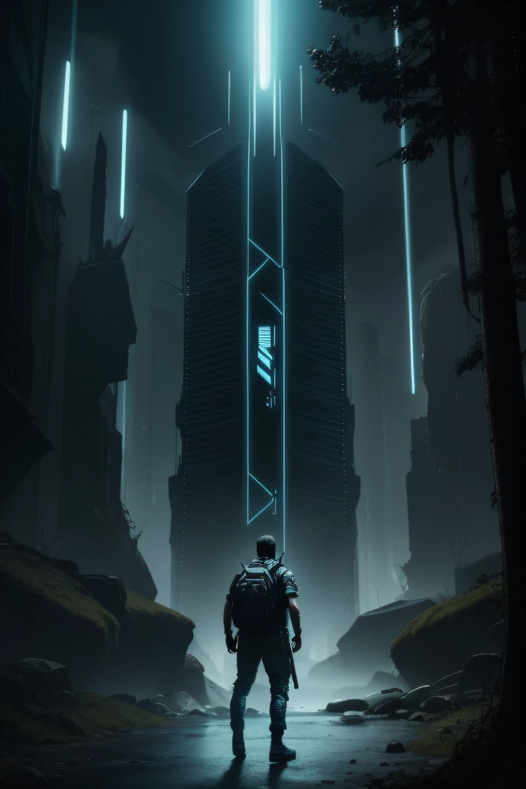 A conceptual mix between the film "Rambo: Acorralado" and the film "Tron", representada en un tipo de saco o maleta militar. Detalles creativos: The image shows a military sack or suitcase that combines elements of the aesthetics and theme of the films "Rambo: Acorralado" y "Tron". Detalles del ambiente: The environment is futuristic and technological, with flashes of light and visual elements characteristic of "Tron". Details of the atmosphere: The atmosphere is intense and action-packed, with a sense of danger and adventure typical of the films of "Rambo". Artistic and technical media: Design and digital creation techniques are used to combine the visual elements of both films in a coherent and stylized way.. Artistas y movimientos de arte complementarios: No specific names were provided. Concepto: This image represents a conceptual mix between the films "Rambo: Acorralado" y "Tron", fusing elements of action and adventure with a futuristic and technological aesthetic. The military sack or suitcase reflects this fusion, combining visual and thematic elements from both films. The intense, action-packed atmosphere highlights the sense of danger and adventure found in both stories.. The techniques of design and digital creation are used to achieve a coherent and stylized image that conveys the fusion of these two cinematic universes..