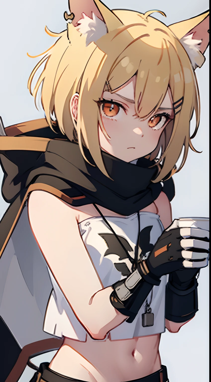 Vermeil, holding a mug with two hands, simple background,