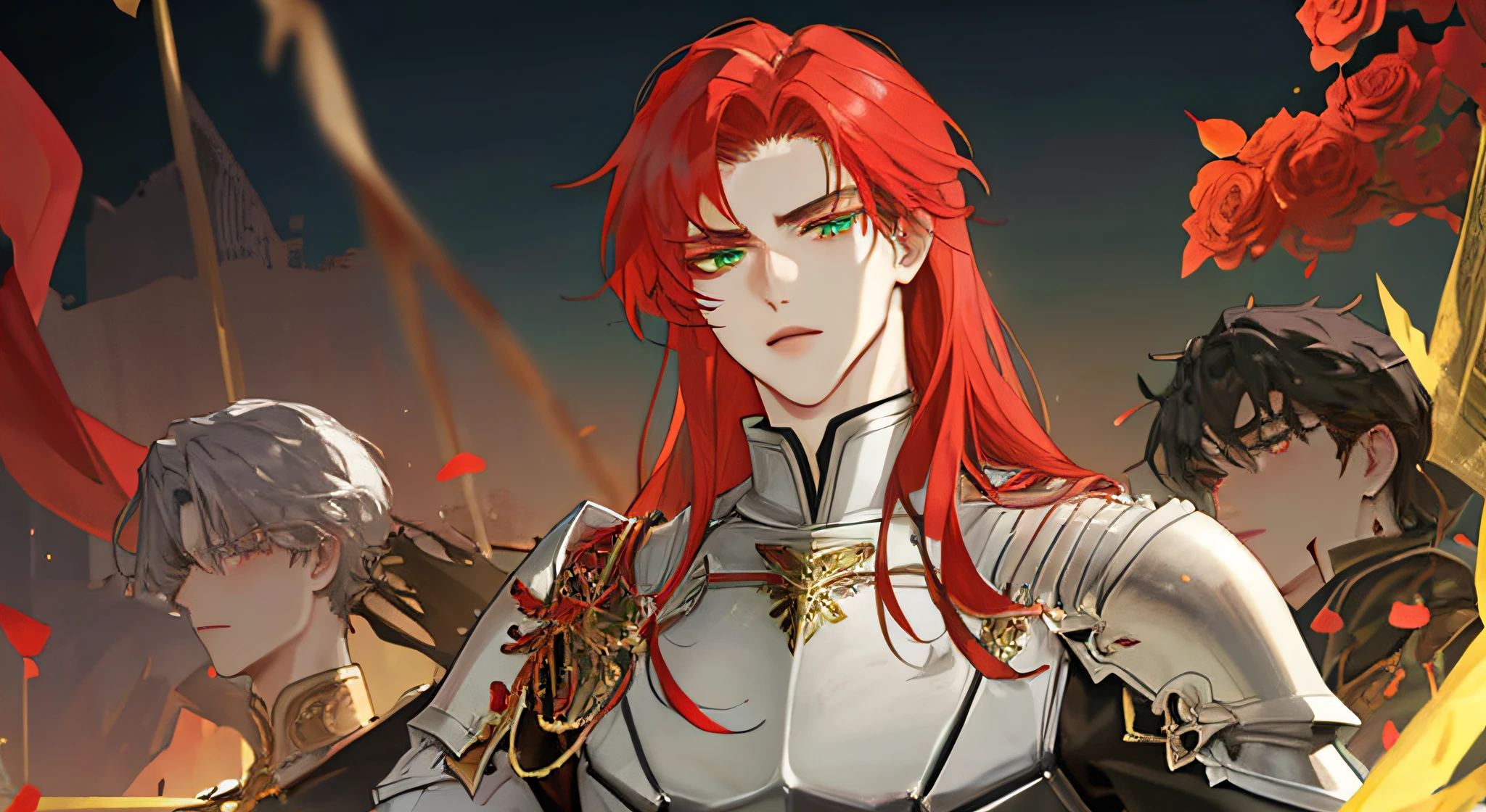 white temple in the background with roses and thorns, extreme detailed