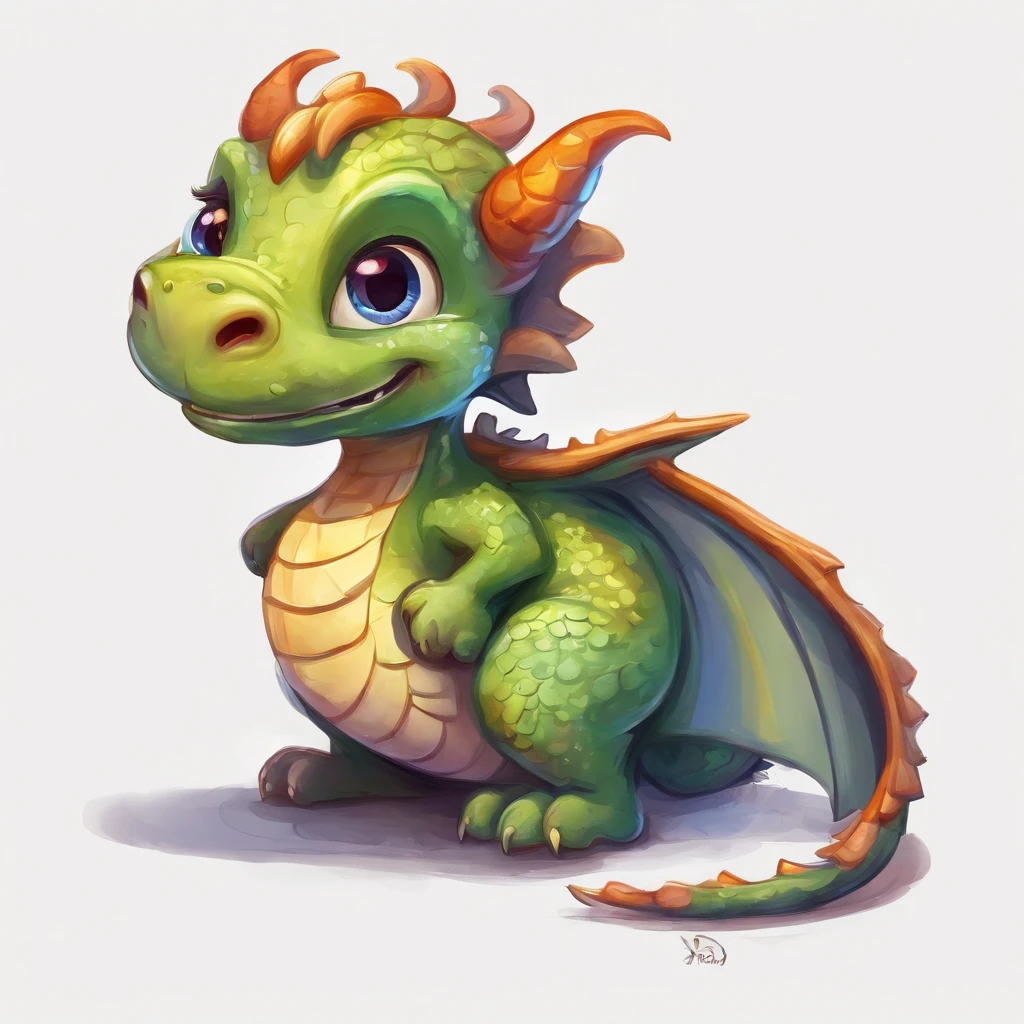 (cute little European Dragon:1.5),character design, sticker design, (cartoon:1.3),(chibi:1.2),(pixar style:1.2),(cute expression:1.1),(big eyes:1.1),(watercolor:1.1),(separated from white background:1.1)